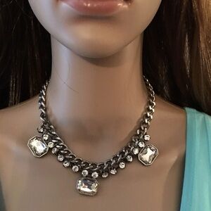 Clear Crystal Silver-Tone Statement Necklace